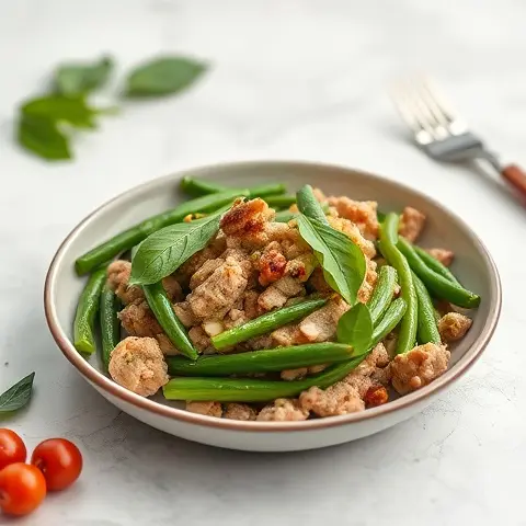 Thai Basil Turkey with Green Beans