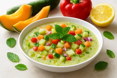 Refreshing Fresh Melon & Cucumber Gazpacho