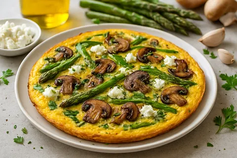 Mushroom-Asparagus Goat Cheese Frittata