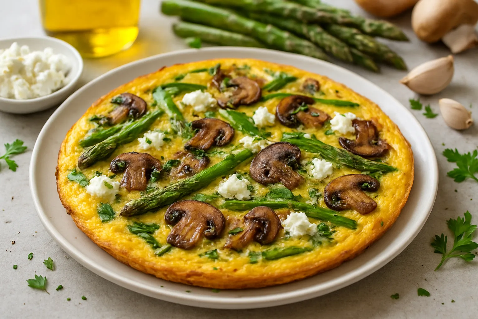 Mushroom-Asparagus Goat Cheese Frittata