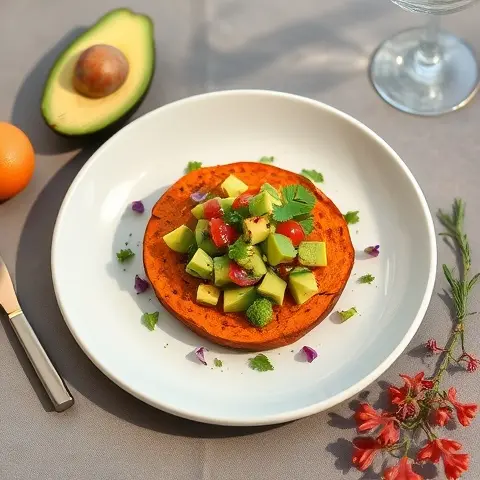 Spiced Sweet Potato Rounds with Avocado Salsa