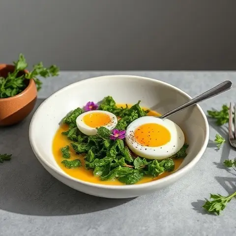 Egg and Kale Coconut Curry Breakfast Bowl