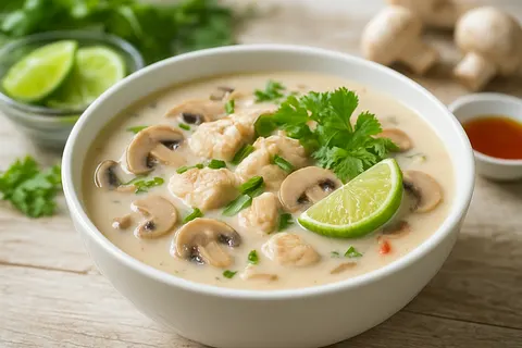 Thai Coconut Chicken Soup with Lime and Fresh Herbs (No noodles)