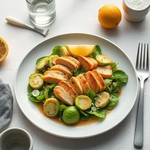 Warm Lemon-Garlic Chicken & Brussels Sprout Salad