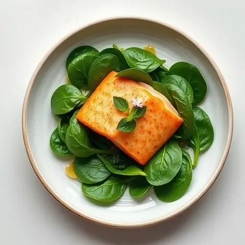 Ginger-Lemongrass Poached Salmon with Spinach