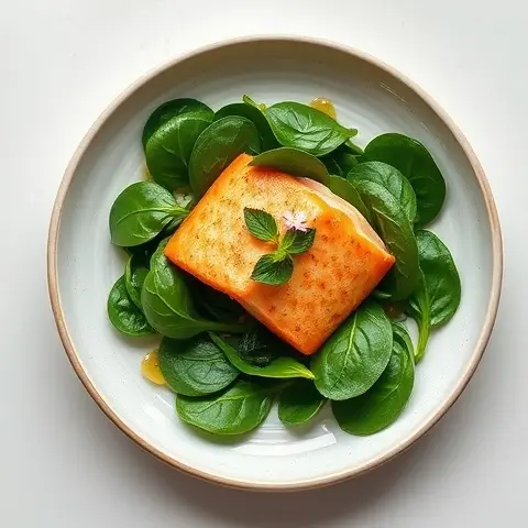 Ginger-Lemongrass Poached Salmon with Spinach