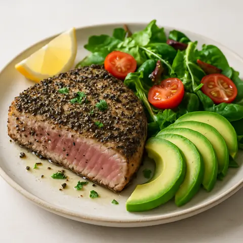 Pepper-Crusted Tuna Breakfast Steak