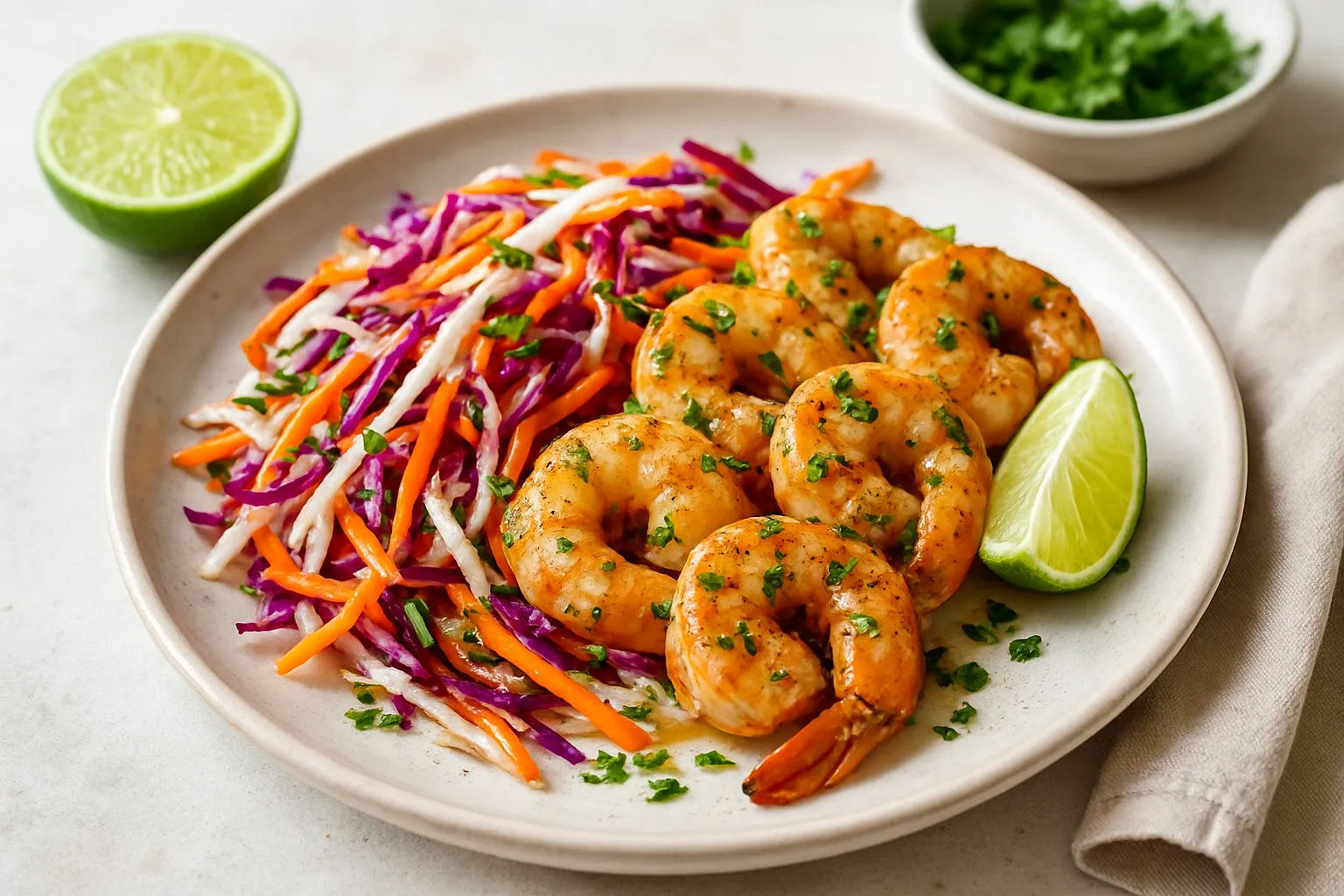 Cilantro-Lime Shrimp with Jicama Slaw Salad