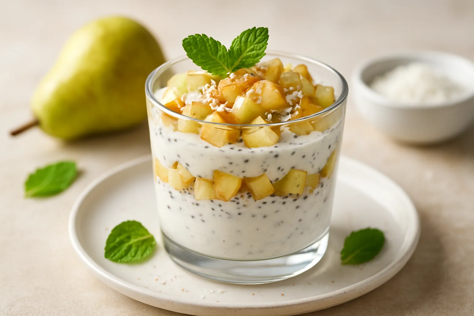 Nutritious Pear and Coconut Yogurt Parfait