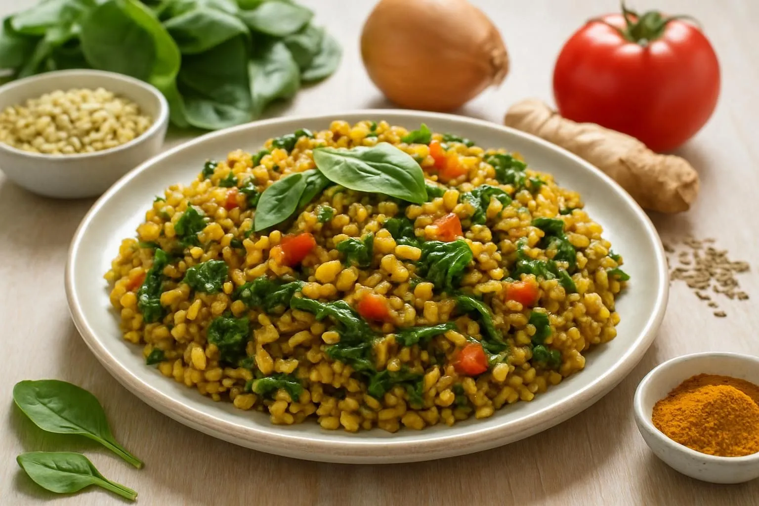 Spiced Mung Bean & Spinach Cleanse Khichdi