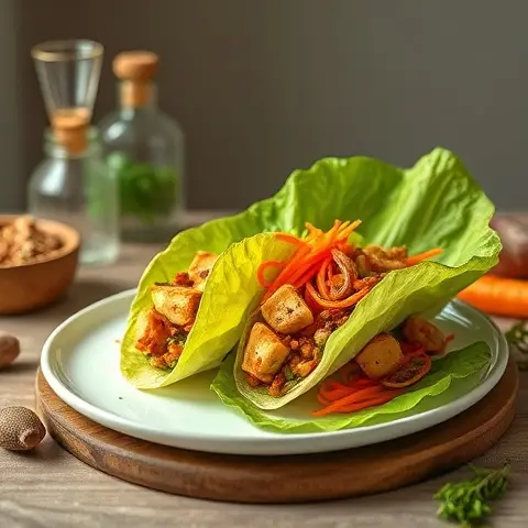 Nutritious Firm Tofu and Carrot Lettuce Wraps
