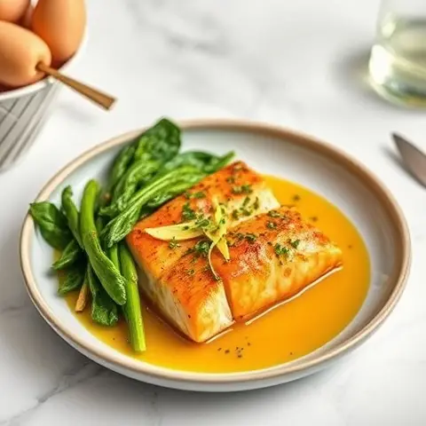 Ginger-Turmeric Poached Salmon with Swiss Chard
