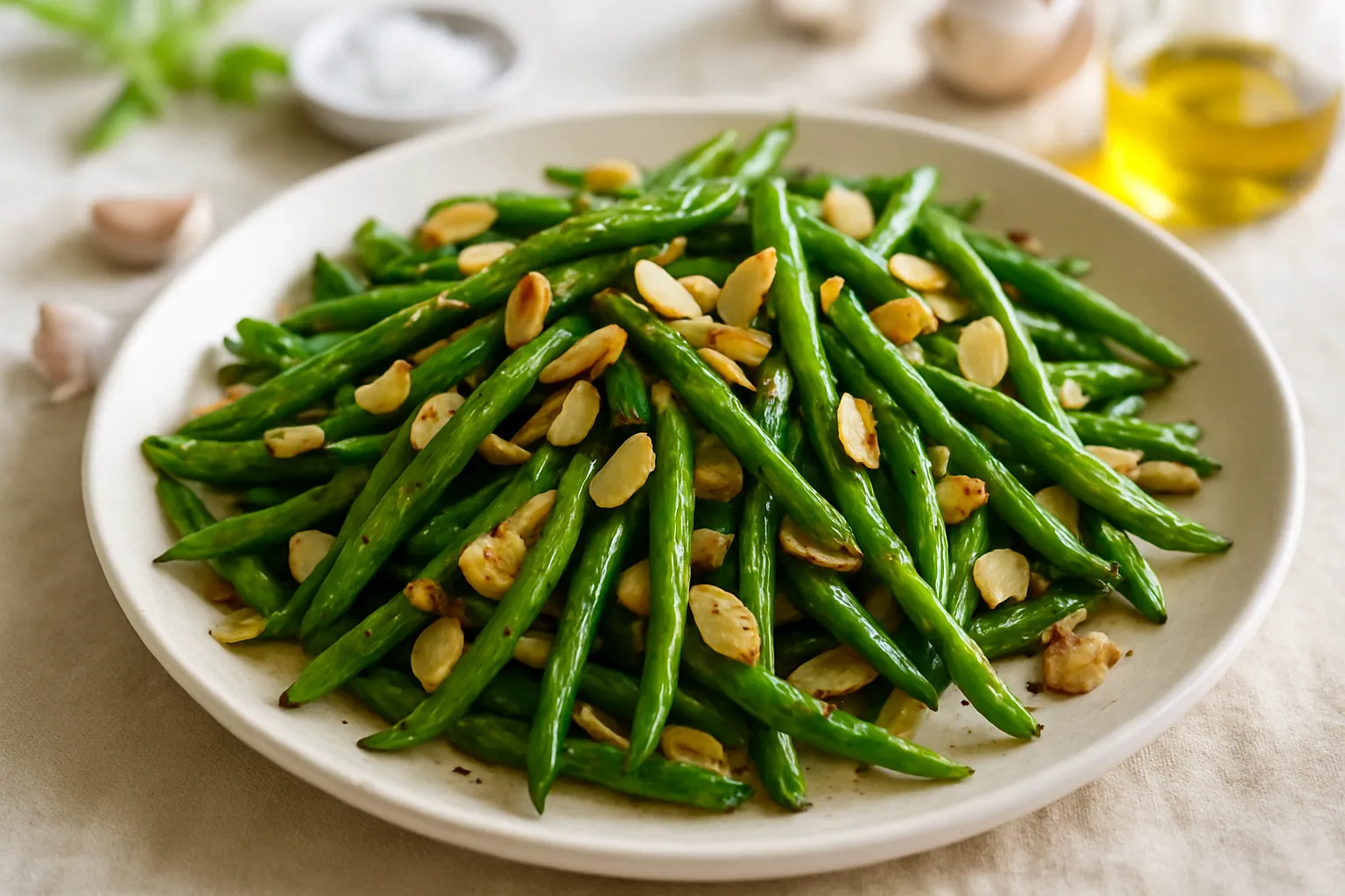 Garlic-Roasted Green Beans with Almonds