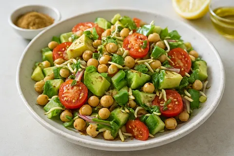 Avocado, Tomato & Chickpea Sprout Salad with Cumin