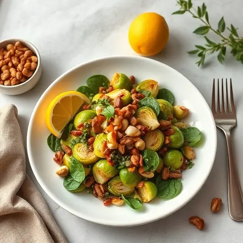 Roasted Brussels Sprouts & Hazelnut Salad with Lemon