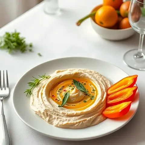 Creamy Hummus with Colorful Bell Pepper Dippers