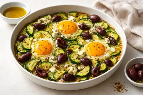 Mediterranean Zucchini & Feta Egg Bake with Olives and Za'atar