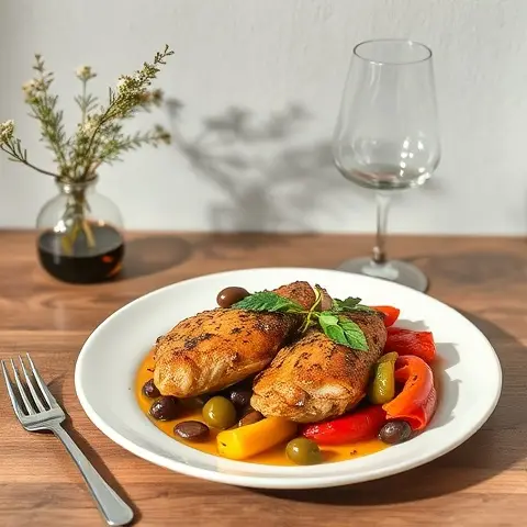 Mediterranean Roasted Pepper & Olive Chicken Traybake