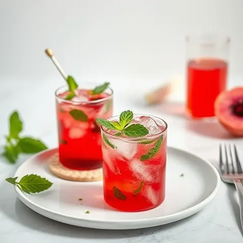 Iced Hibiscus & Mint Refresher