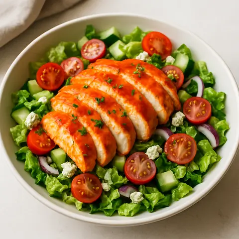 Buffalo-Spiced Chicken over Crunchy Romaine