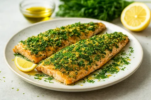 Herb-Crusted Baked Trout with Lemon Zest