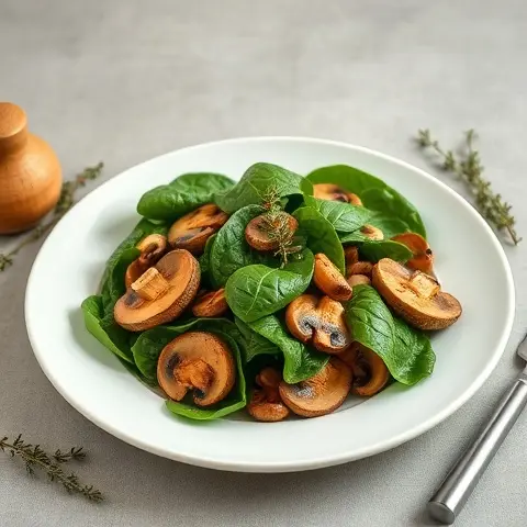 Warm Mushroom & Spinach Salad with Thyme