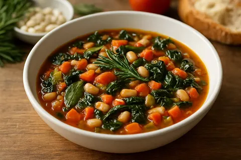 Tuscan Ribollita — Cavolo Nero and Cannellini Bean Soup with Rosemary and Garlic