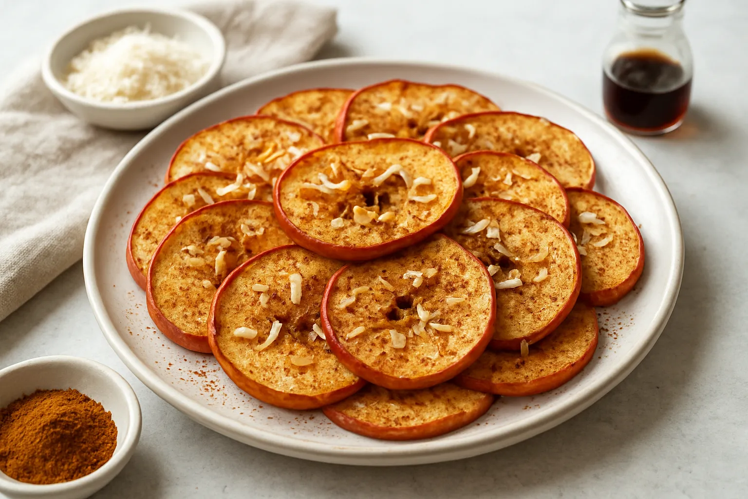 Baked Apple Slices with Cinnamon and Toasted Coconut