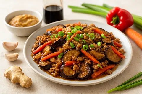 Turkey and Eggplant Miso Stir-Fry