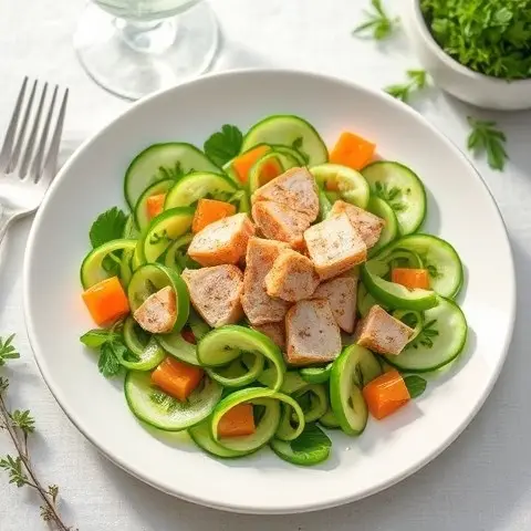 Zesty Tuna & Cucumber Ribbon Salad