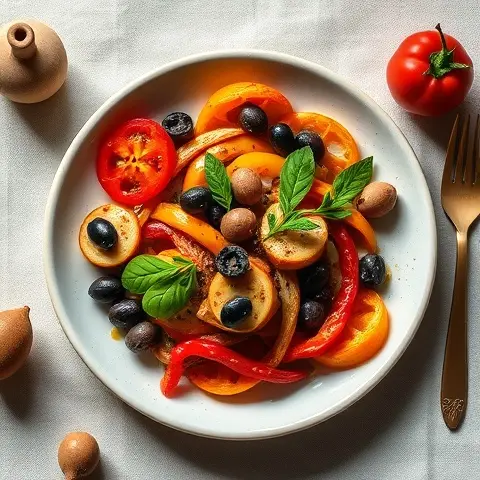 Warm Roasted Pepper & Olive Salad