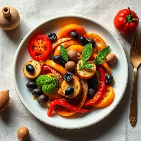 Warm Roasted Pepper & Olive Salad