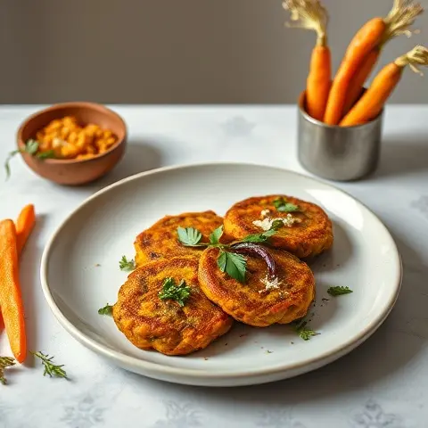 Spiced Moong Dal and Carrot Fritters