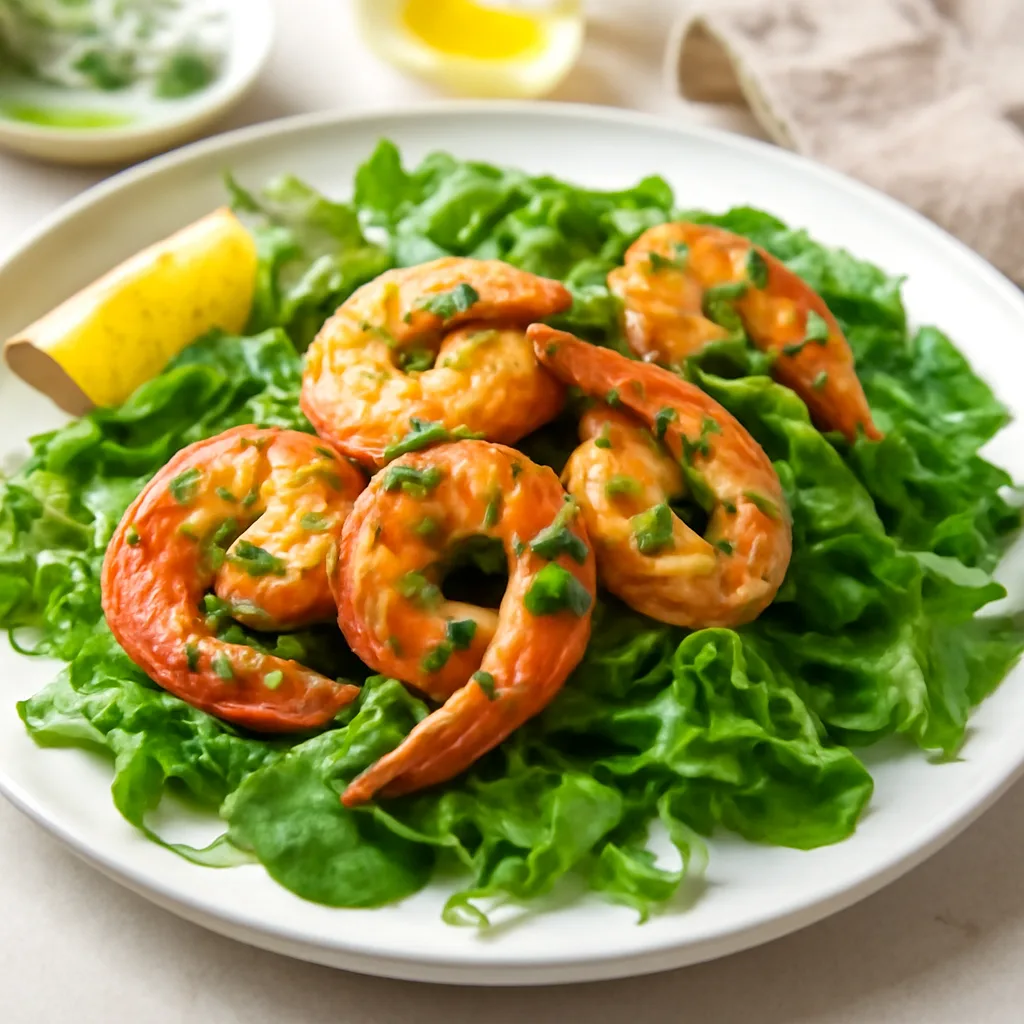 Garlic-Herb Prawns with Baby Greens