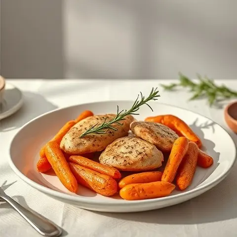 Garlic-Rosemary Chicken with Roasted Carrots