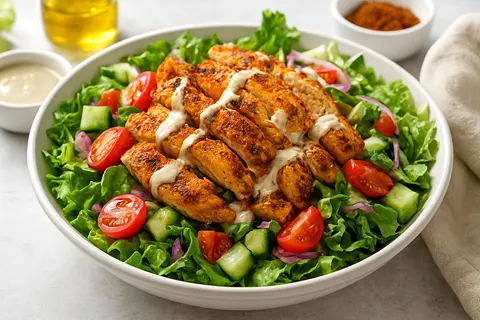 Chicken Shawarma Salad with Tahini-Lemon Dressing