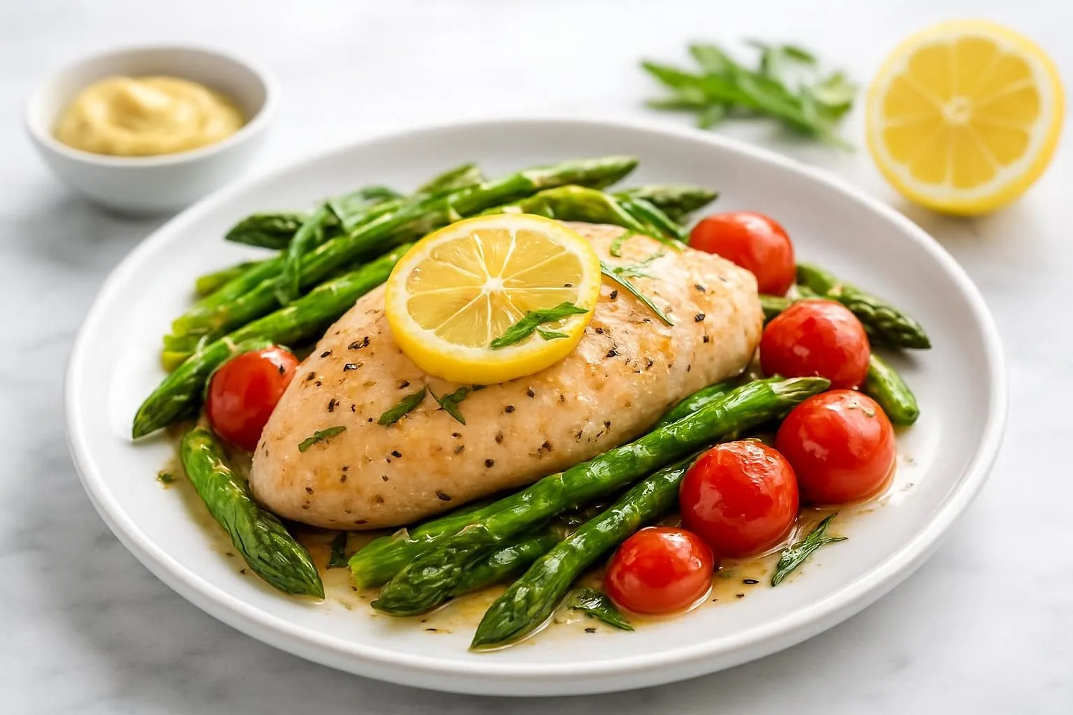 Poulet en Papillote with Asparagus, Cherry Tomatoes and Tarragon