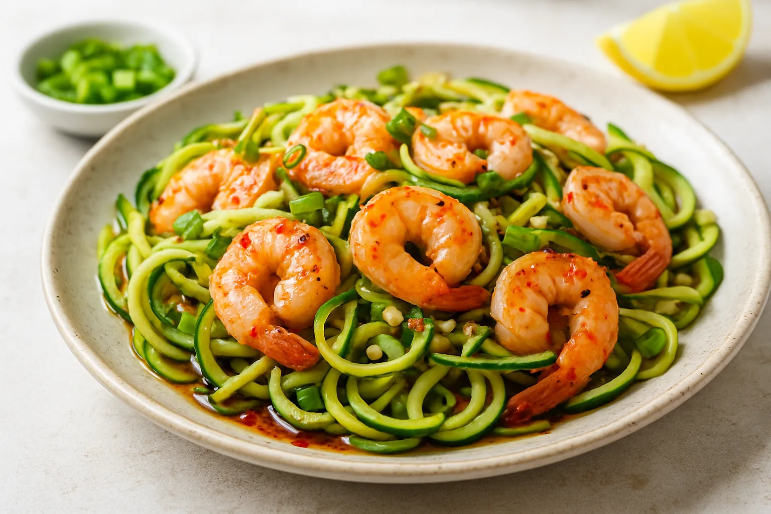 Spicy Shrimp & Zucchini Noodle Morning Stir