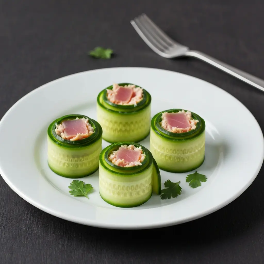 Wasabi-Lime Cucumber Roll-Ups with Tuna