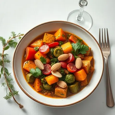 Moroccan-Spiced Vegetable Stew with Almonds