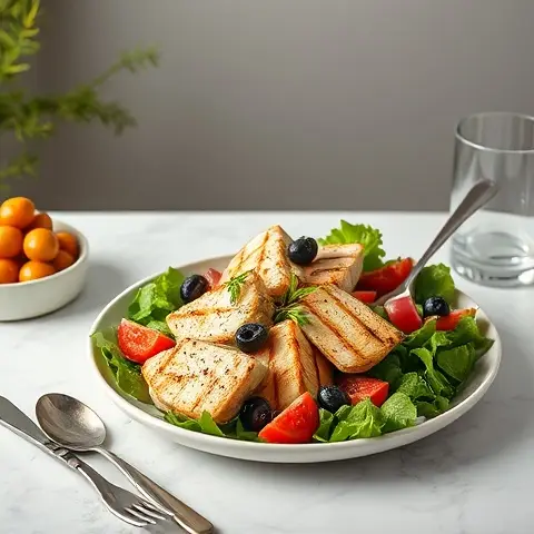Greek Chicken & Olive Salad with Oregano Vinaigrette