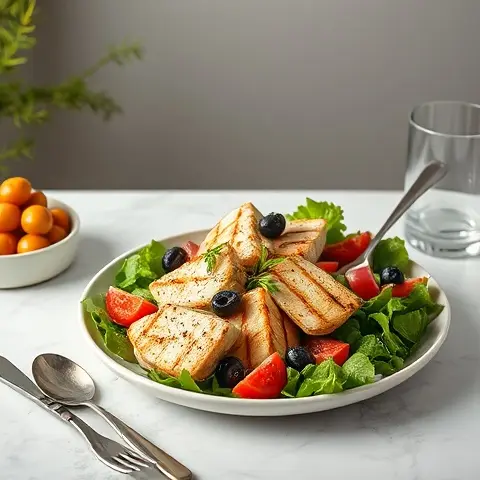 Greek Chicken & Olive Salad with Oregano Vinaigrette