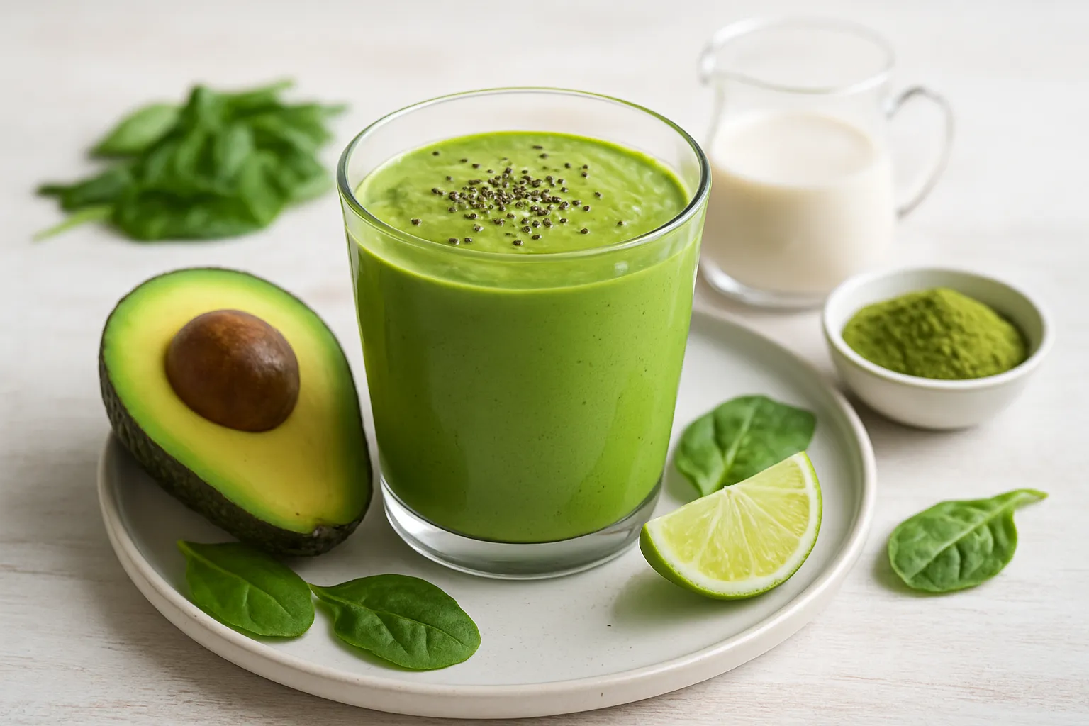 Avocado Matcha Smoothie (No Sweetener)
