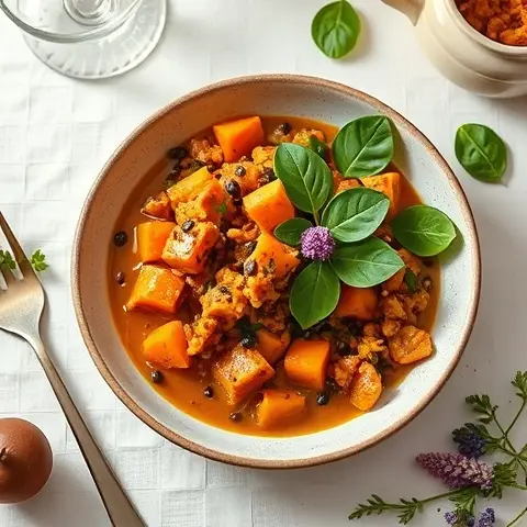 Nourishing Sweet Potato & Black Lentil Curry with Spinach