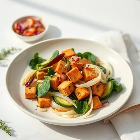 Nourishing Palak Tofu with Cabbage Slaw