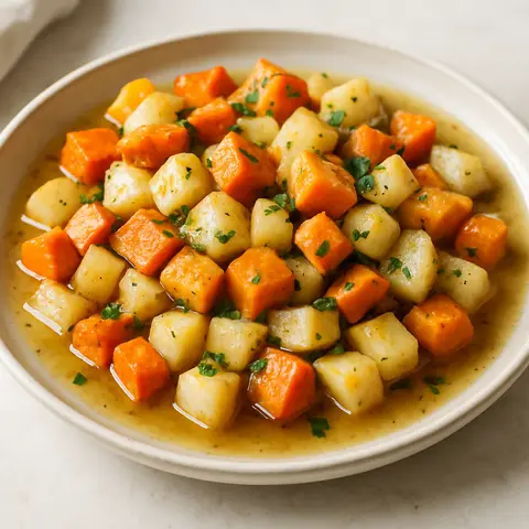 Bone Broth Roasted Root Veggies