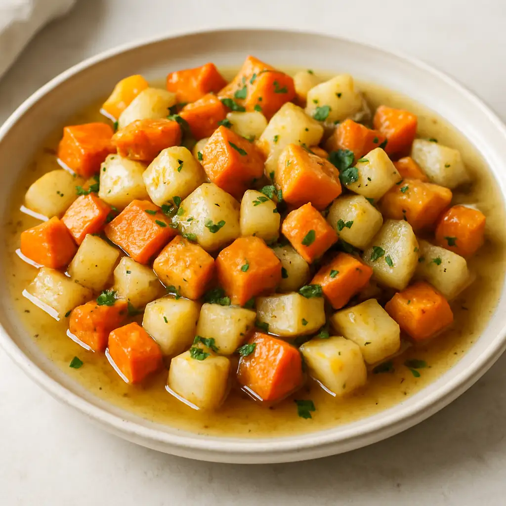 Bone Broth Roasted Root Veggies
