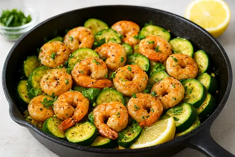 Lemon-Garlic Shrimp and Zucchini Skillet