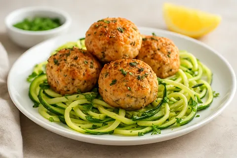 Italian Herb Salmon Balls with Zucchini Noodles