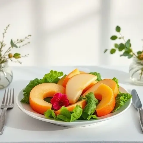 Refreshing Pear, Melon, and Lettuce Salad with Olive Oil